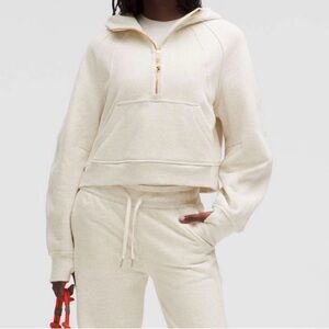 Lululemon Scuba Oversized Half-zip Women Hoodie - Heathered Bone/gold